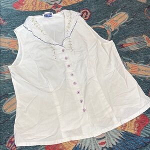 Vintage cottagecore April Cornell hankerchief collar blouse S